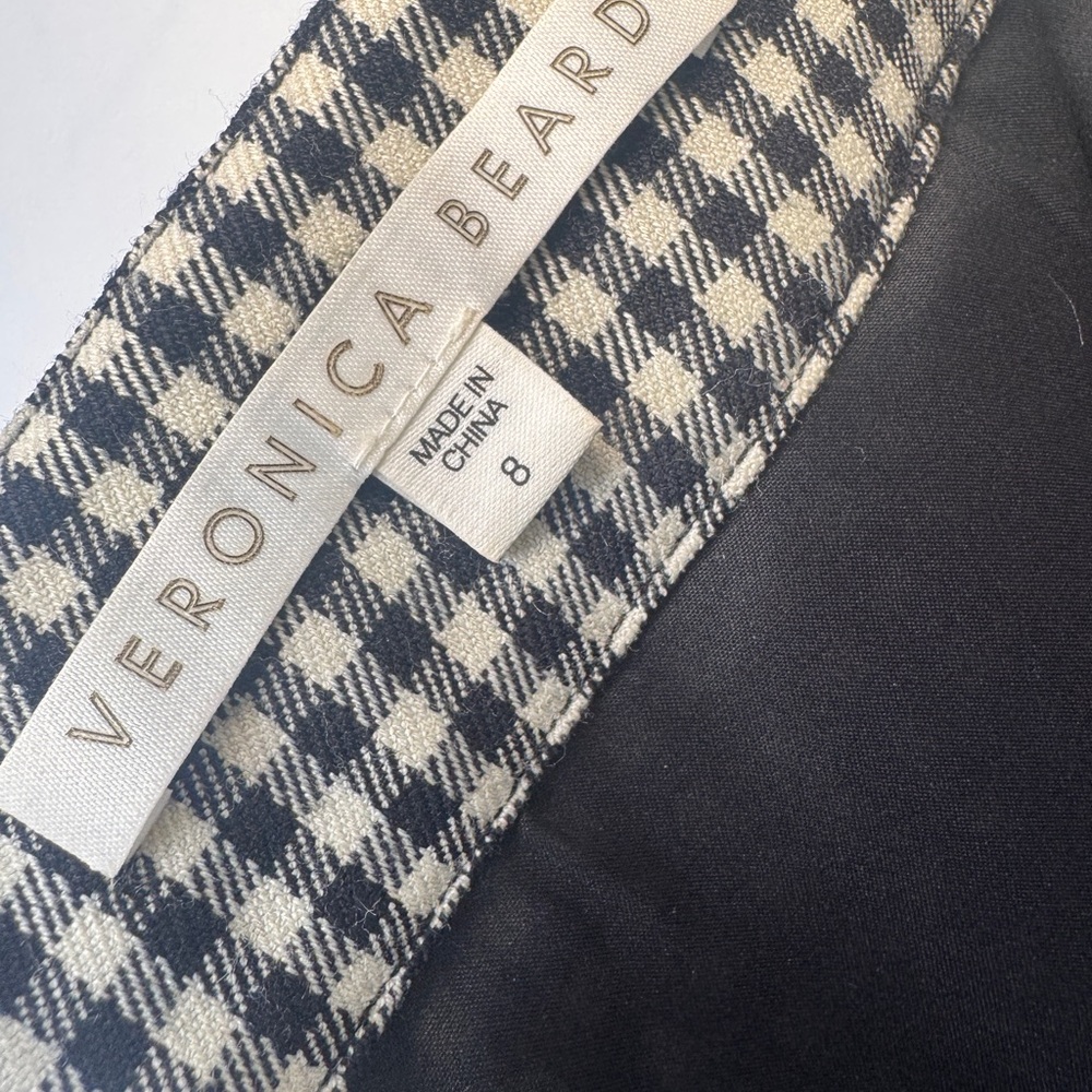 Veronica Beard Black and White Gingham Ruffle Hem Skirt - Picture 3 of 6